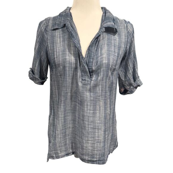 Erica Tanov Blue Plaid Cotton Tunic Shirt – Size 0 - Picture 2 of 7